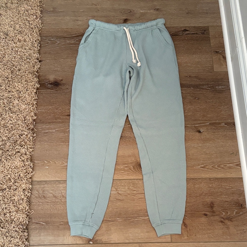 Aerie Womens XS Soft Teal Waffleknit Joggers, NWOT